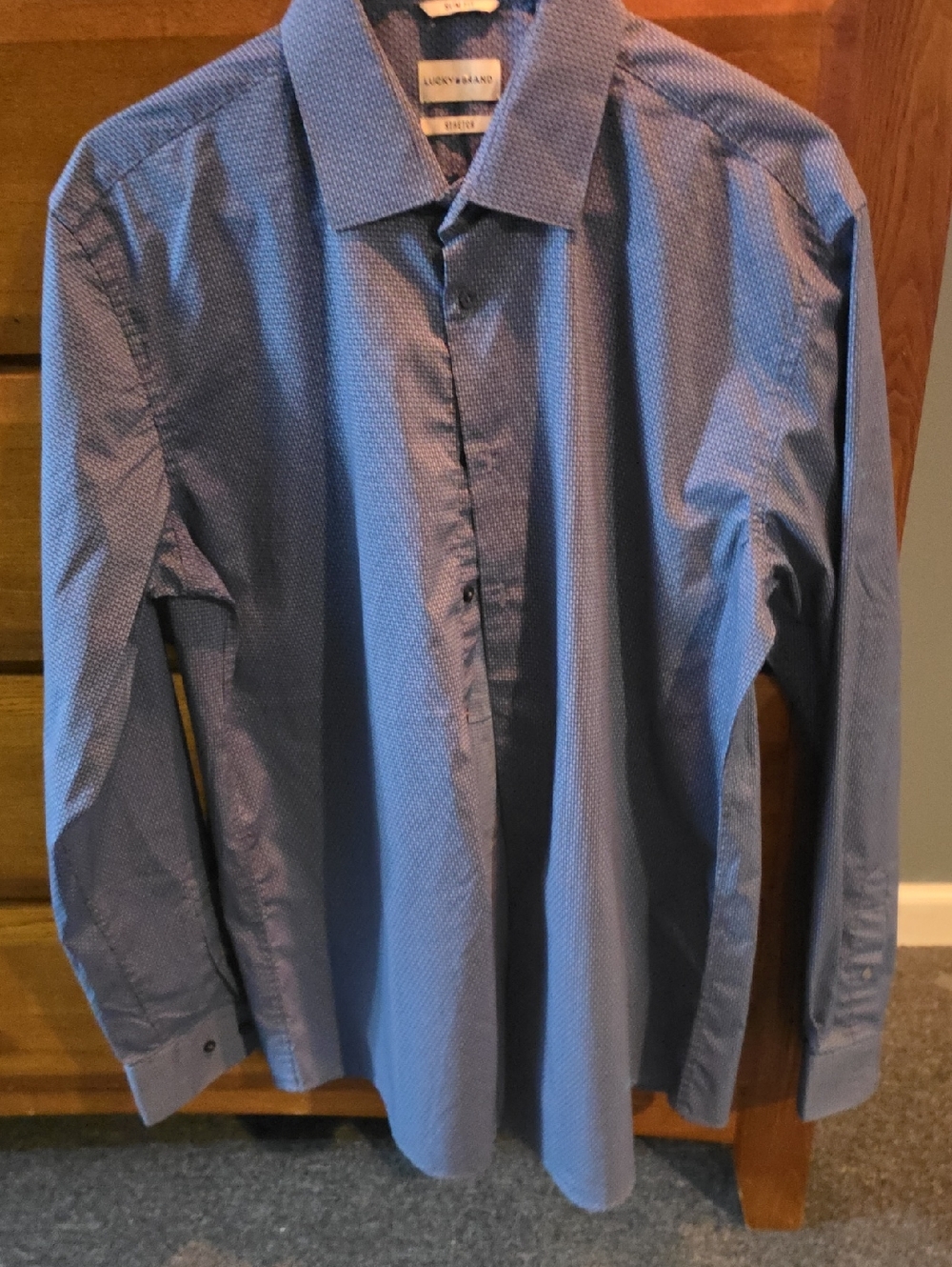 Lucky Brand Mens Blue Micro-Pattern Long Sleeve Dress Shirt NWT
